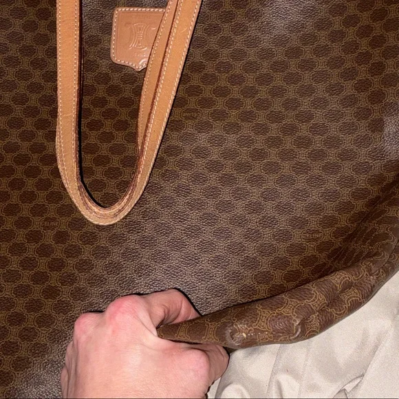 Celine Brown Monogram Canvas Tote with Tan Trim - Picture 4 of 11